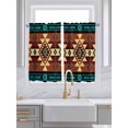 thumbnail image 2 of Kitchen Curtains 54 Inches length, Turquoise Red Window Treatment Curtain Drapes, Southwest American Native Abstract Pattern Thermal Insulated Drapes for Basement Hotel RV, 42"x54", 2 Panels, 2 of 7