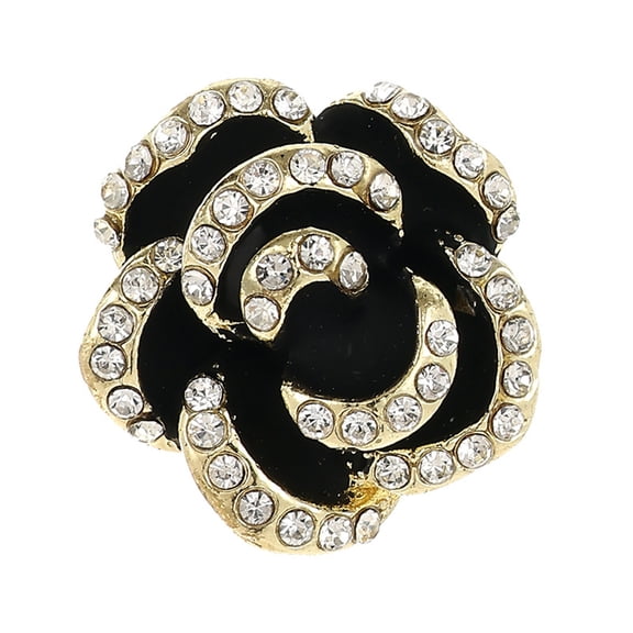 fuxzkrlz Camellia Small Brooch Rhinestone Inlay Dazzling Alloy Pin Sweater Coat Dress Suit Lapel Badge Jewelry Accessory
