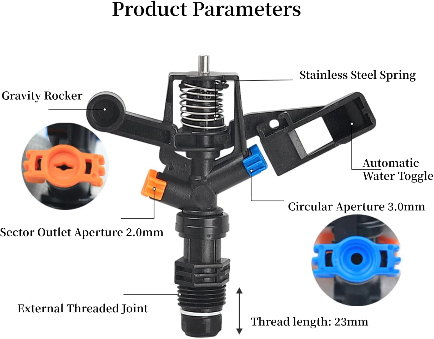 Rocking Arm Sprinklers, 10PCS Plastic G 1/2 Male Thread 360 Rotating Lawn Sprinklers for Yard and Grass Irrigation 4.7x4.5in
