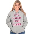 thumbnail image 3 of Live Laugh Love Llama Alpaca Humor Zip Hoodie Sweatshirt Women Brisco Brands L, 3 of 6