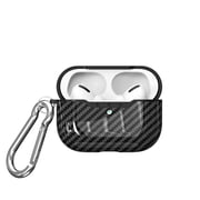 AirPods Pro Case with Keychain, Allytech Carbon Fiber Wireless Charging Protective Shockproof Carabiner Bluetooth Earphone Storage Bag Charging Box Cover for Apple Airpods Pro / Airpods 3, Black