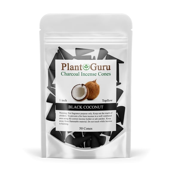 Black Coconut Charcoal Incense Cones 1" TOPFLOW - 50 Pack - Natural Scented Cones Handmade Hand Dipped