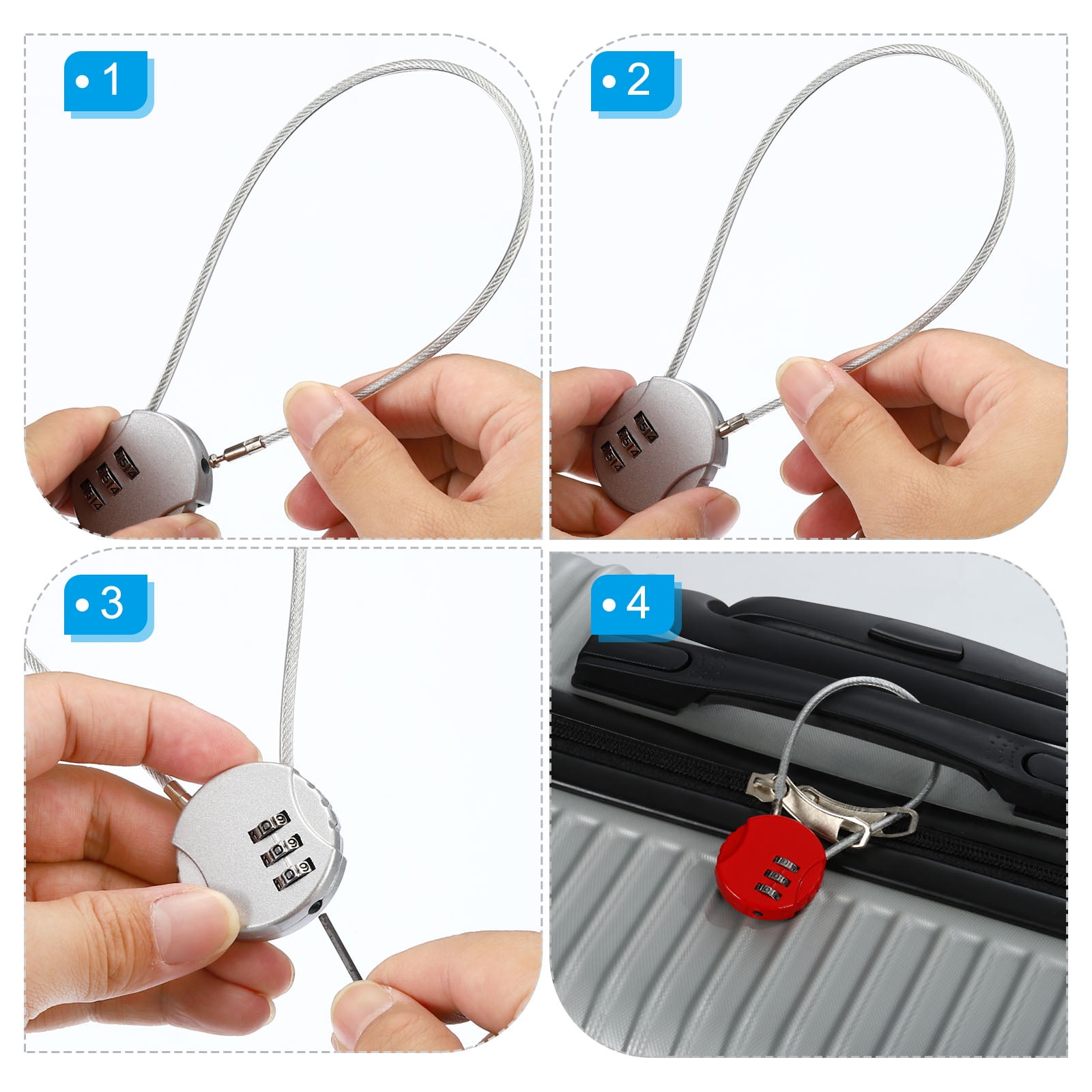 Unique Bargains Combination Lock 3 Digit Luggage Padlock for Gym Locker White 1 Pc