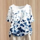 thumbnail image 2 of Tops de Lino para Mujeres Imprimir Suéter Cuello Redondo Manga Corta Superior Poliéster, Blusa de Moda Casual para la Primavera Y el Verano, 2 of 5