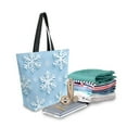 thumbnail image 2 of FORMRS Womens Canvas Tote Bag with Zipper Inner Pocket Shoulder Handbag, Blue Snowflake, 2 of 7