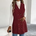 thumbnail image 6 of Corduroy Vest for Women Button Down Sleeveless Jacket Fall Winter Lapel Casual Outerwear Long Tunic Fashion Coat, 6 of 6