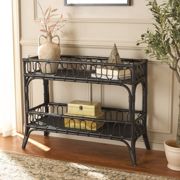 Safavieh Isaiah Coastal Rattan Console Table, Black
