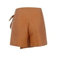 thumbnail image 5 of Stephy New Women's Fashionable Casual High Waistband Waist Belt Cotton Linen Shorts, Yellow, S, 5 of 9