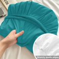 thumbnail image 4 of Full Size Fitted Sheet Set - Teal 3 Piece Bedding Sets 16" Deep Pocket Fitted Sheet with 2 Pillowcases Farmhouse Solid Turquoise Color Modern Art Brushed Microfiber Hotel Luxury Bed Sheets, 4 of 9