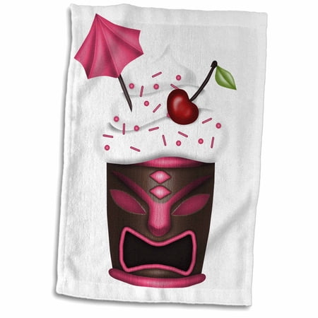 3dRose Cute Pink Tiki Tropical Cocktail Illustration - Towel  15 by 22-inch (twl_324538_1)