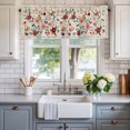 thumbnail image 2 of Watercolor Flowers Farmhouse Short Window Curtain Valances, Rustic Spring Floral Botanical Beige Rod Pocket Kitchen Valances for Living Room Bedroom Bathroom Cafe 42" x 18", 2 of 8