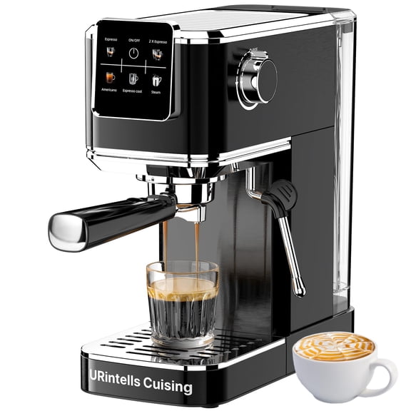 Espresso Machine 20 Bar,Touch Screen Espresso Maker with Steam Milk Frother,Stainless Steel Expresso Coffee Machine for Cappuccino Latte Cold Brew,1350W Fast Heat Up System,Black