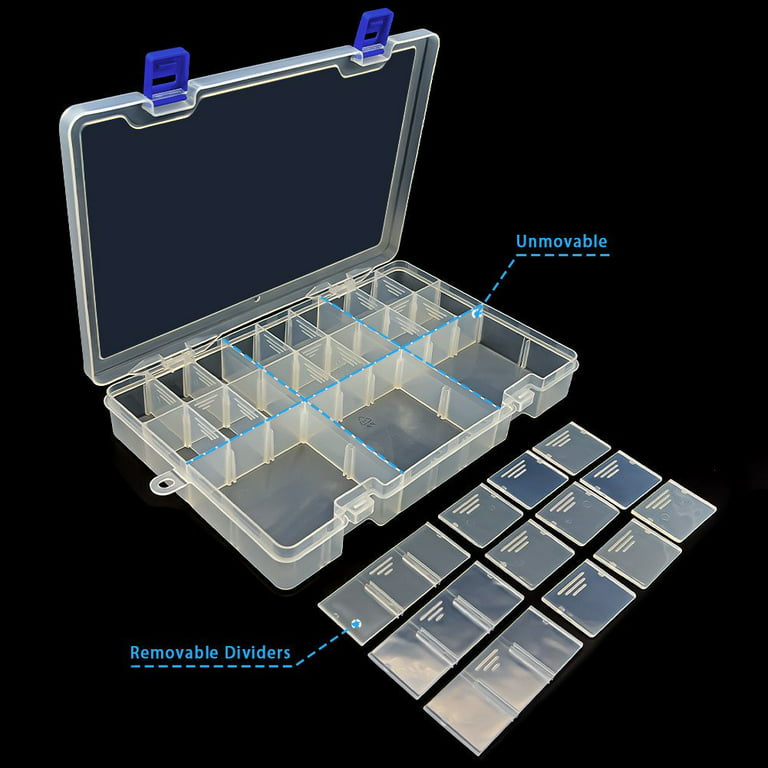 DUONER Plastic Bead Storage Organizer Box Divided Grids 34 Compartments  Small Plastic Craft Storage Box with Compartments Bead Containers for  Storage