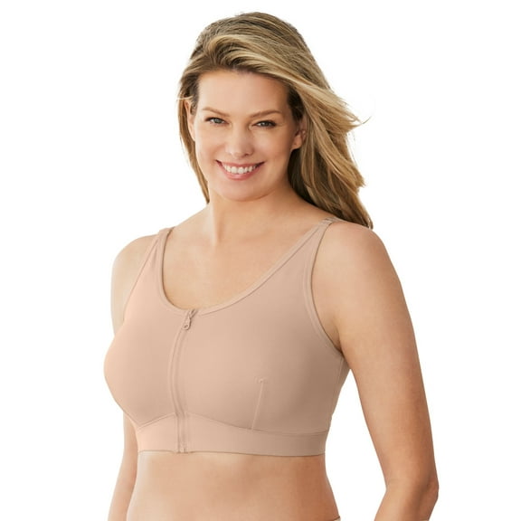 Comfort Choice Women's Plus Size Wireless Zip Front Bra