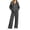 Dark Gray #675, variant on Women's 2 Piece Lounge Set Zip Up Hoodie and Wide Leg Sweatpants, Relaxed Casual Fall Travel Outfit with Front Pockets Matching Tracksuit Sweatsuit Set, L