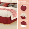 thumbnail image 5 of Harper & Bright Designs Queen Size Platform Bed with Upholstered Headboard, Queen Wooden Bedframe with Anti-Collision Soft Rounded Corners, Red, 5 of 9