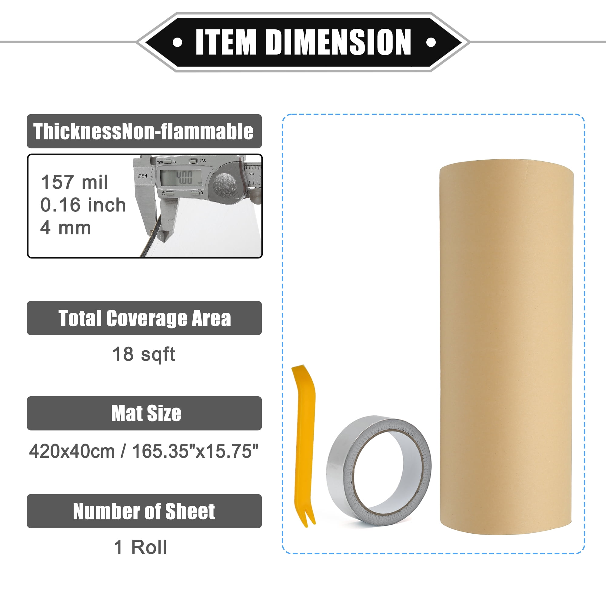 Unique Bargains car  Deadening Mat 157mil 4mm 18sqft Heat Insulation Pad Universal Self Adhesive Aluminum Foil Foam