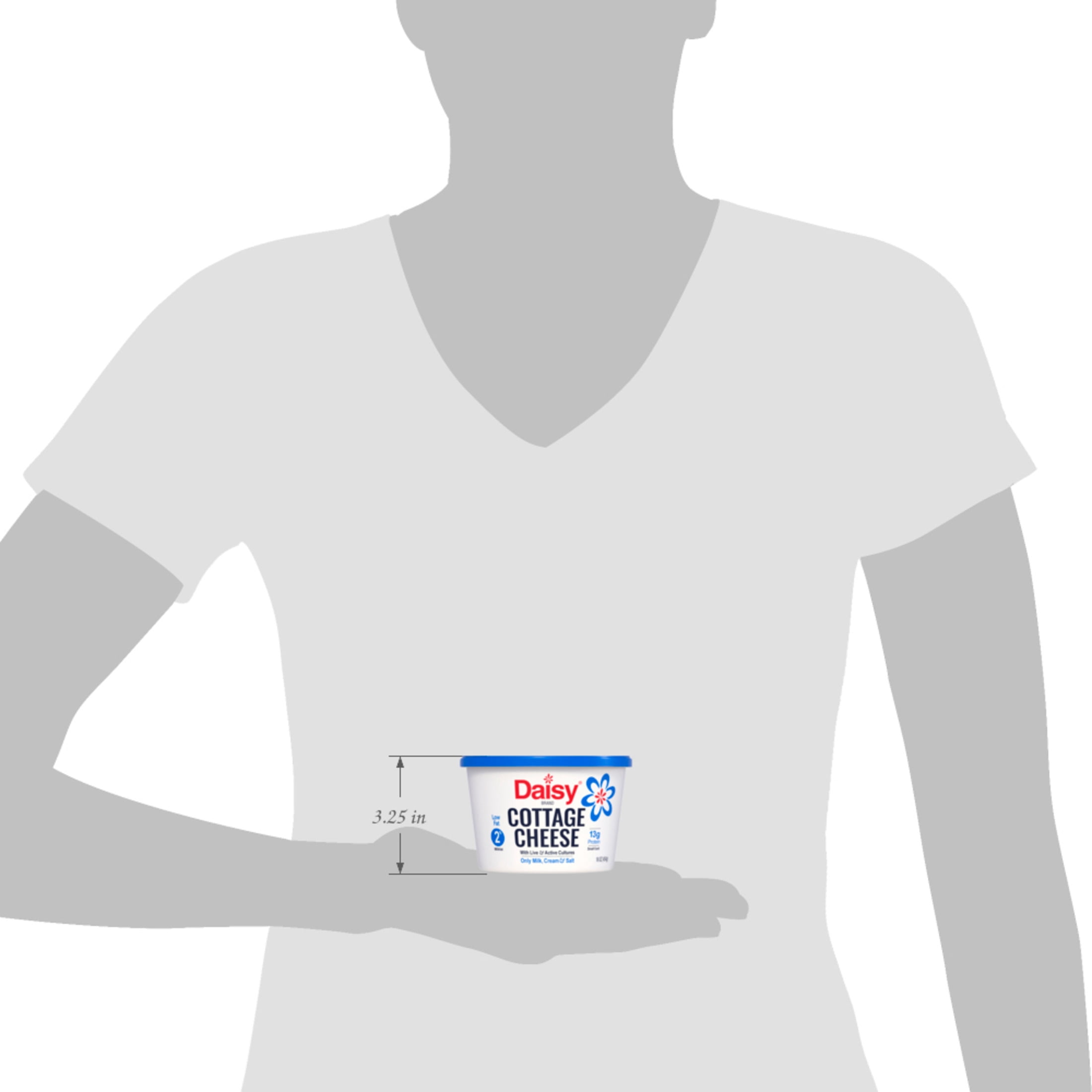 Daisy Pure and Natural Low Fat Cottage Cheese, 2% Milkfat, 16 oz (1 lb) Tub (Refrigerated) - 13g of Protein per Serving