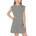 thumbnail image 6 of Jinhomg Sleeveless Summer Dress for Girls Casual Solid Midi Tank Dresses with Pockets Gray 4 Years, 6 of 9