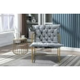 thumbnail image 2 of Velvet Living Room Chair, Modern Accent Chair with Golden Metal Frame, Upholstered Lounge Chair with Comfortable Cushioned Seat for Bedroom, 250LBS Weight Capacity, Gray, 2 of 7