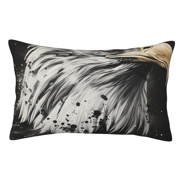 Fotbe Ink Style Bald Eagle Funda de Almohada Decorativa Estilo Occidental, Lujo en Algodón, Fundas para Almohadas King, Cojín Estampado para Decoración del Hogar-20"x30"