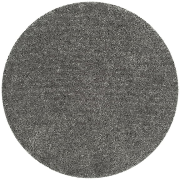 SAFAVIEH Popcorn Solid Polyester Shag Area Rug, Silver, 6' x 6' Round