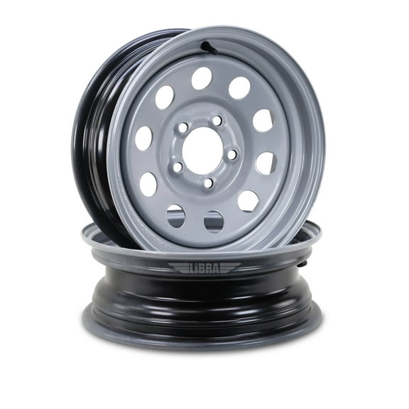 LIBRA 13 x 4.5 Trailer Wheels 5 Lug on 4.5" Bolt Pattern Silver Mod , Set 2-17017