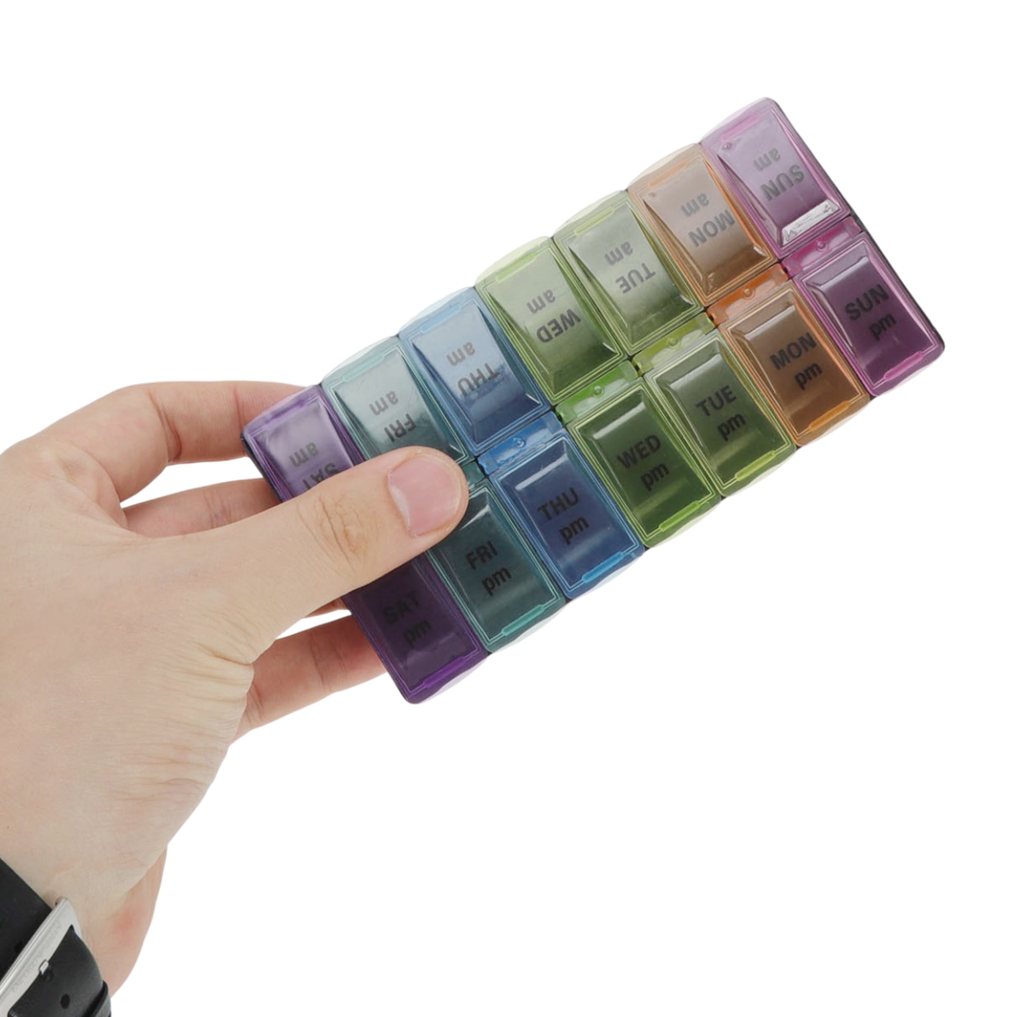 Unique Bargains 14 Grid Durable Design Double Row Pill Case 1 Pc Small