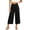 Black, variant on Khunlpohl Cotton Linen Capris Pants for Womens Wide Legs Casual Loose Pant Fashion Lightweight Capri Trousers with Pockets