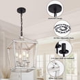 thumbnail image 4 of 4 Light Chandelier, Industrial Ceiling Light Black Lantern Light Fixtures with Farmhouse Metal Cage Adjustable Height Rustic Geometric Hanging Light E12 Base for Kitchen Island, Entryway, Indoor Use, 4 of 6