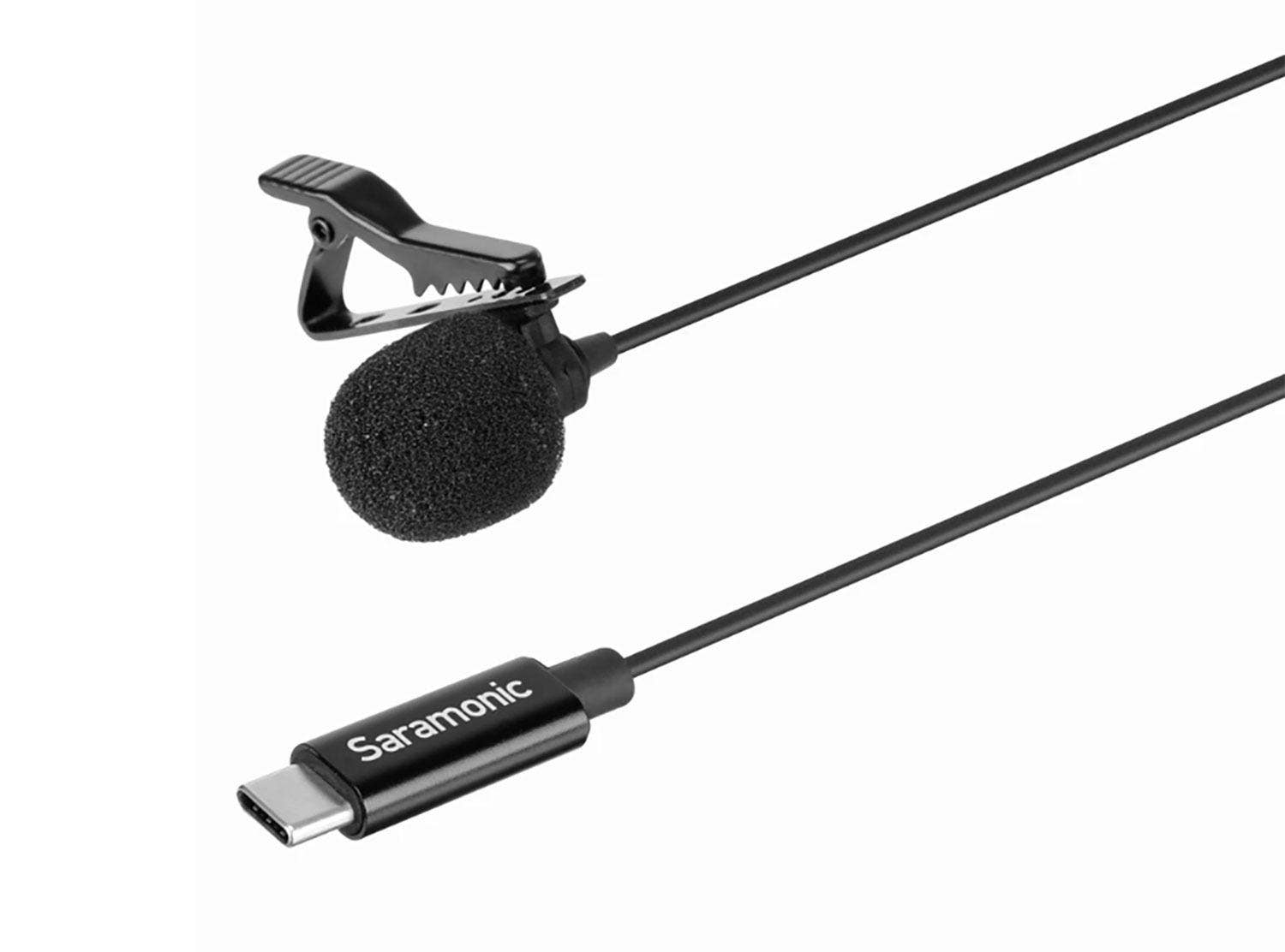 Saramonic LavMicro U3A Lavalier Mic w/ 6.6' USB-C Cable & 90 Adapter for iPhone 15, Android, iPad & Computers