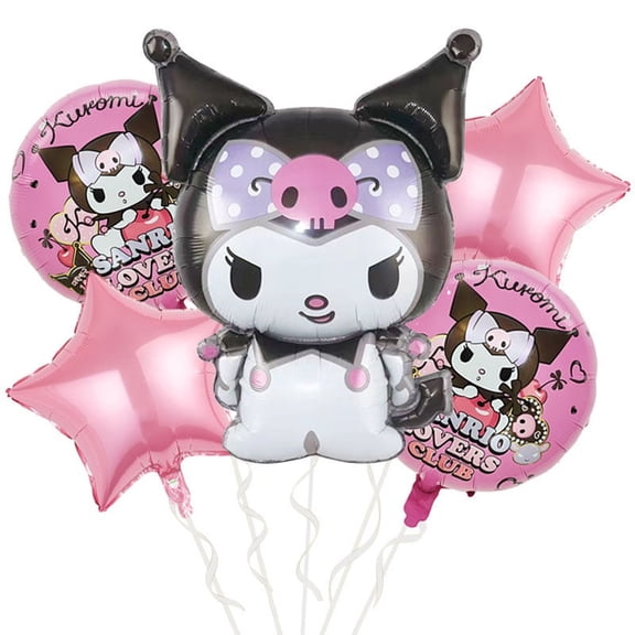 5 Pack Cartoon Anime Foil Balloons, Pink devil Cute Anime Theme Family Birthday Kawaii Party Decorations, Suitable for Children Gifts