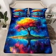 thumbnail image 2 of Manfei Tree Of Life Boy Girl Twin Sheet Sets 3pcs,Bohemian Theme Twin Fitted Sheet Microfiber,Starry Sky Breathable Flat Sheet,Breathable Home Decor, 2 of 7