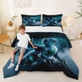 thumbnail image 2 of Metsweet Teal Dragon Queen Comforter Set 3 Pieces, Gothic Wildlife Comforter Sets Queen, Blue Black,Black Reversible,1 Comforter and 2 Pillowcases, 2 of 6