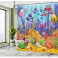 thumbnail image 4 of Ambesonne Undersea Shower Curtain, Animal Jelly Fish Cartoon, 69"Wx84"L, Blue Violet and Orange, 4 of 4