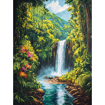 Tropical Waterfall Canvas Wall Art, Suitable for Living Room, Bedroom, Bathroom, Office, and Hotel Decoration.