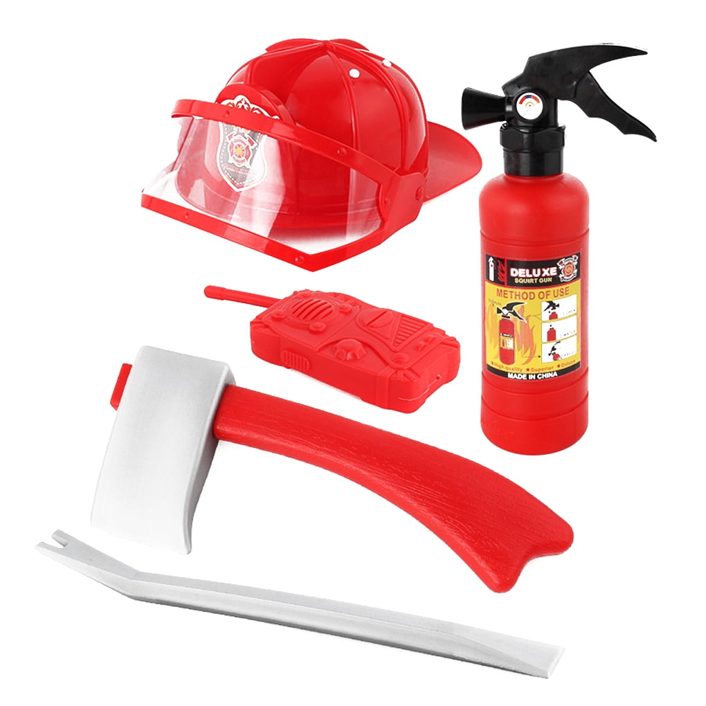 Kid Fireman Cosplay ToysSet Role Play Props Tools Hat With Compass  Extinguisher 