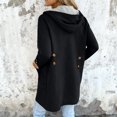 thumbnail image 5 of Fashionable Solid Color Long Sleeved Casual Sweater Cardigan, Hooded Jacket with Pockets for Versatile Layering in Women's Everyday Wardrobe,Black,L, 5 of 5