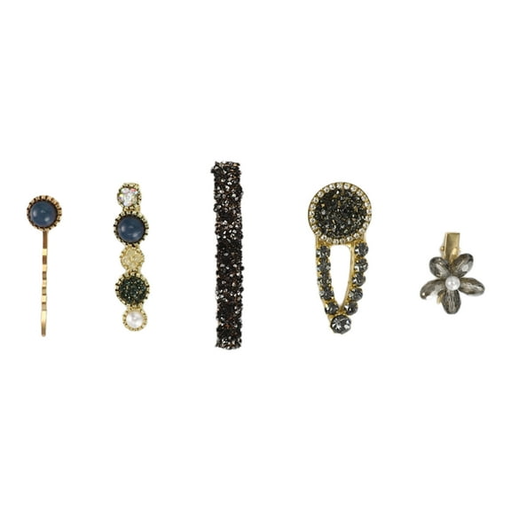 5pcs Fashion Floral Hair Clips Hairdo Clip for Girls for Women Gold Tone Gray