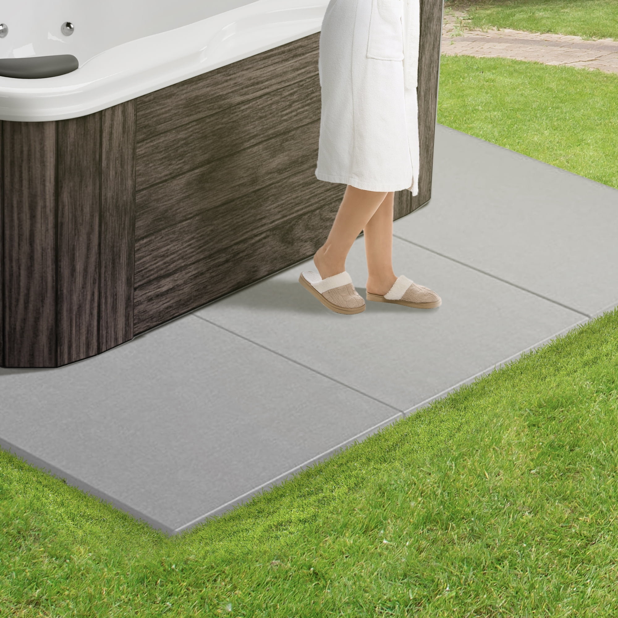 Confer Plastics Handi Spa Pad 32"x48" Connectable Hot Tub Mat, Gray, 3 Pack