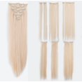 thumbnail image 1 of SWACC Extensiones de cabello sintético con clip para mujer, 22 pulgadas, cabeza completa recta, 7 piezas separadas, resistentes al calor (rubio claro-613#), 1 of 3