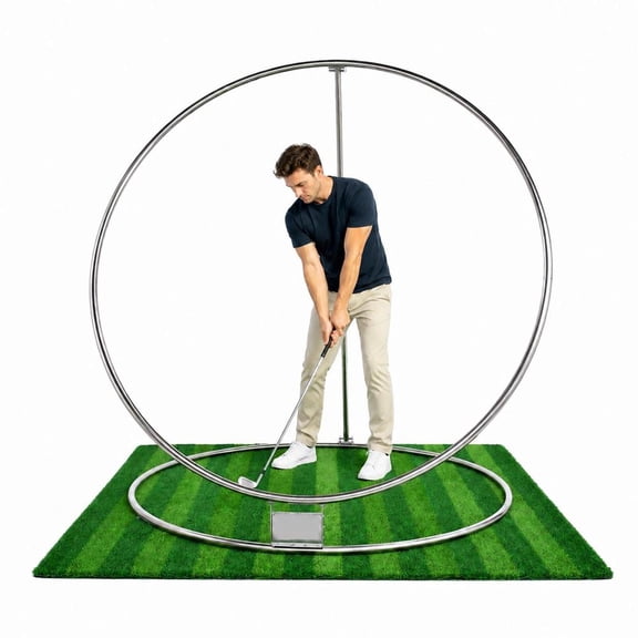 Golf Swing Circle Trainer Adjustable Stainless Steel Stand, Includes Alignment Mat for Proper Stance, Perfect for Beginners Seniors Any Skill