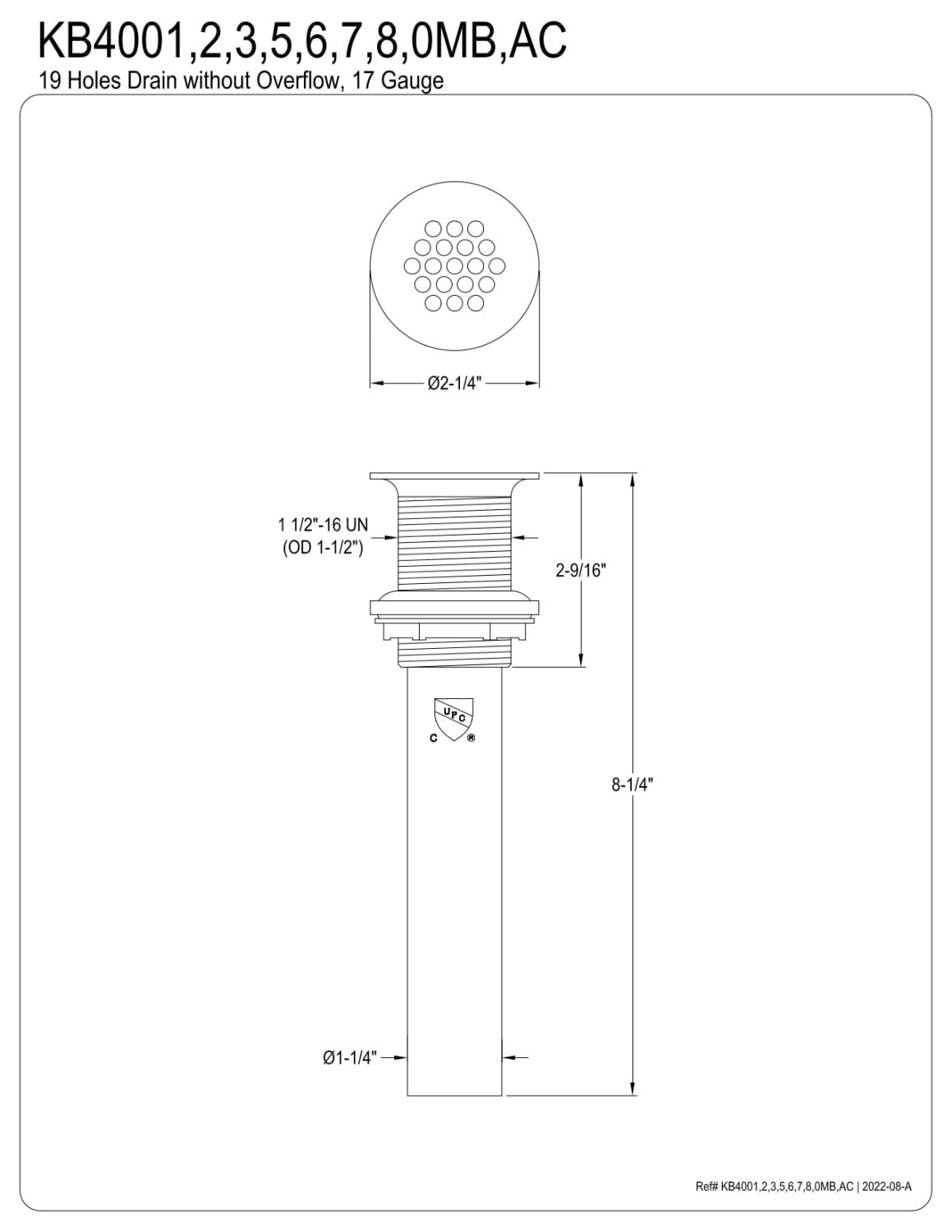 Kingston Brass Plumbing Parts 19 Hole Grid Drain for Vessel Sink