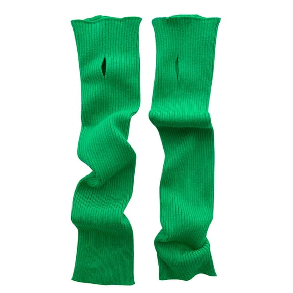 Otqutp Ladies Outdoor Gloves for Riding Knitted Wool Gloves Autumn Winter Open Fingered Screen Warm Solid Color Long Sleeved Gloves(Green,One Size)