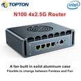 thumbnail image 2 of Dispositivo de firewall Intel N100 de 12.ª generación, de aluminio, con ventilador, 4 x i226, LAN de 2,5 G, Celeron N5105, pfSense, PVE, computadora, mini PC con firewall, 2 of 4