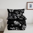 thumbnail image 5 of Homewish Gothic Halloween Skull Twin Comforter Sets,Dark Mushroom Butterfly Pattern Bedding Set,Black White,Black Reversible,2-Piece,1 Comforter and 1 Pillowcase, 5 of 7