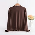 thumbnail image 5 of Ltctricy Women's Plus Size Thermal Shirts Fleece Lined Long Sleeve Mock Neck Quarter Button Loose T Shirts Warm Base Layer Tops(Coffee,X-Large), 5 of 7
