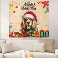 thumbnail image 2 of Merry Christmas Santa Cocker Spaniel Scarf Twinkling Lights Xmas Holiday Tapestry Cockers Dog Lover Gifts Wall Hanging Backdrop Home Decor - 00022, 2 of 5