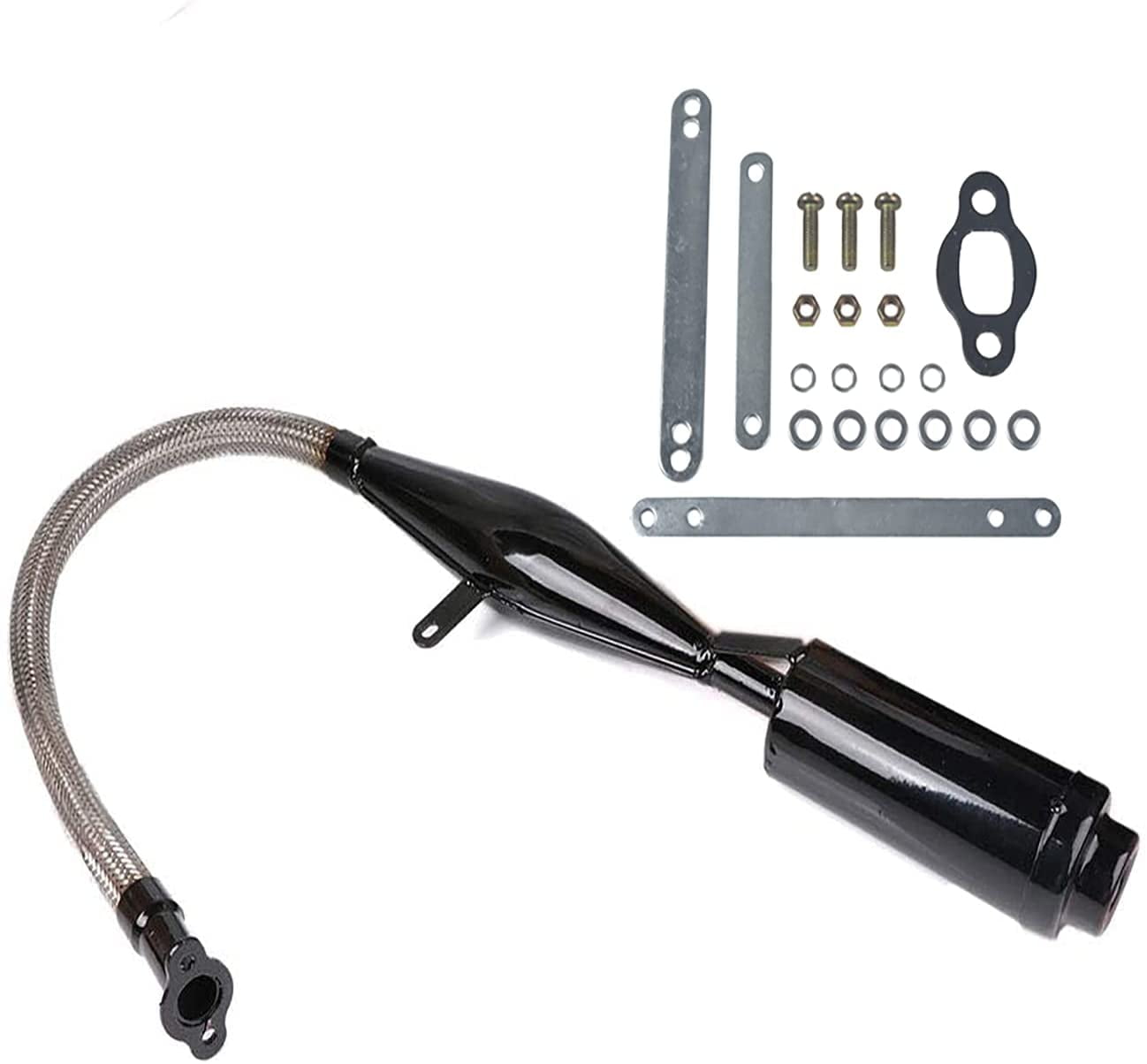 VCUJSUC Tuyau d'échappement pour mini moto Coleman CT100U Predator 79cc 98cc 3HP Noir