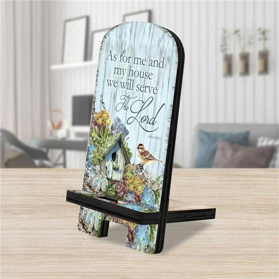 Designocracy 892085-DG 6 x 3 x 3 in. Serve the Lord Cell Phone Stand Inspirational Decor with Wood Mobile Holder Organizer